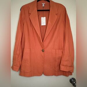 NWT coral linen blazer